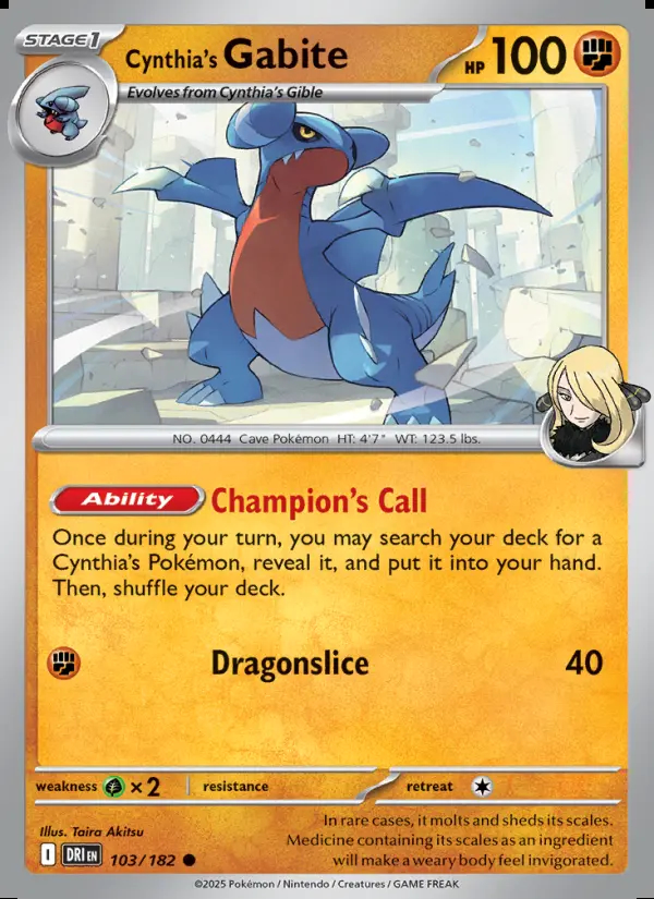 Image of the card Cynthia's Gabite