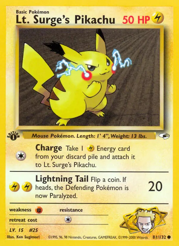 Image of the card Lt. Surge's Pikachu