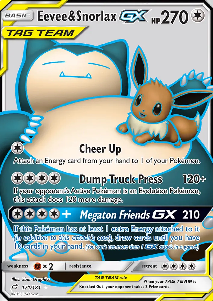 Image of the card Eevee & Snorlax GX