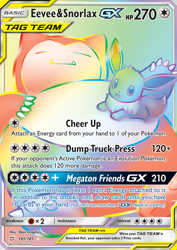 Image of the card Eevee & Snorlax GX